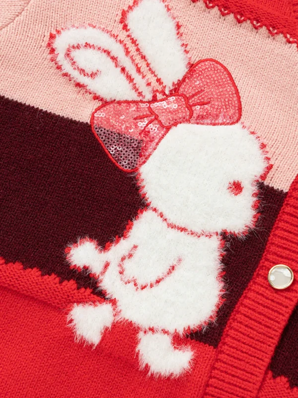 Balabala Kids Girl Bunny Graphic Cardigan 7-14 Years Red Hue Cheap
