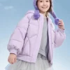 Balabala Kids Girl Candy Colored Puffy Sleeves Hooded Down Jacket Violet Outlet