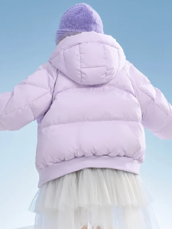 Balabala Kids Girl Candy Colored Puffy Sleeves Hooded Down Jacket Violet Outlet