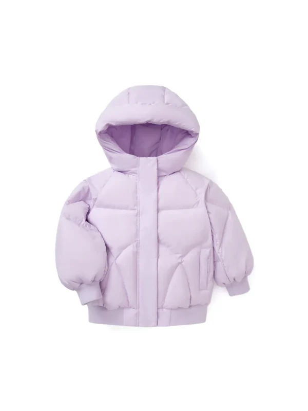 Balabala Kids Girl Candy Colored Puffy Sleeves Hooded Down Jacket Violet Outlet