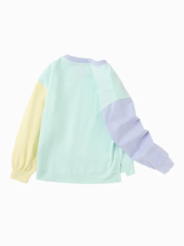 Balabala Kids Girl Contrast Patched Rounded V-Neck Long Sleeve T-Shirt 7-14 Years Cheap