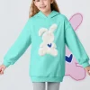 Balabala Kids Girl Cute Rabbit Pattern Long Hoodie Pink Green Discount