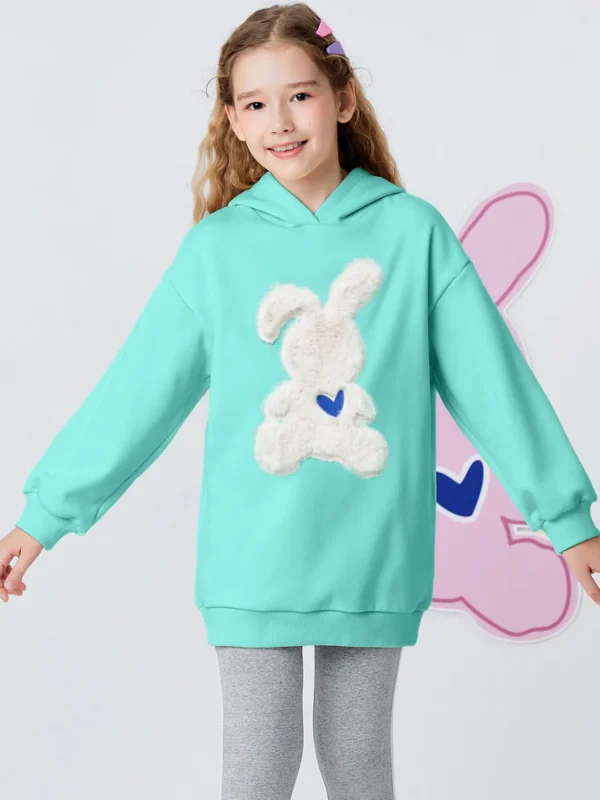 Balabala Kids Girl Cute Rabbit Pattern Long Hoodie Pink Green Discount