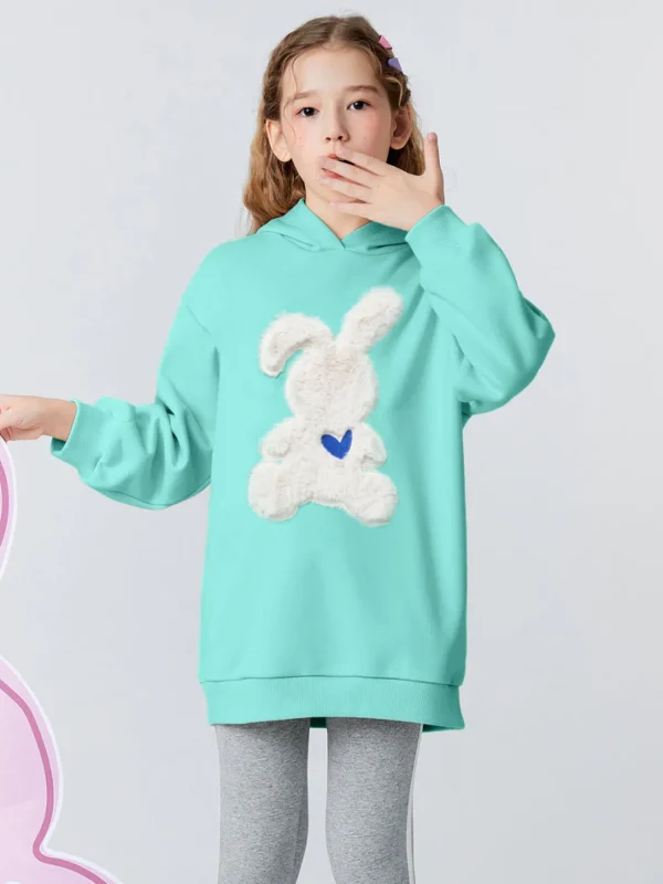 Balabala Kids Girl Cute Rabbit Pattern Long Hoodie Pink Green Discount