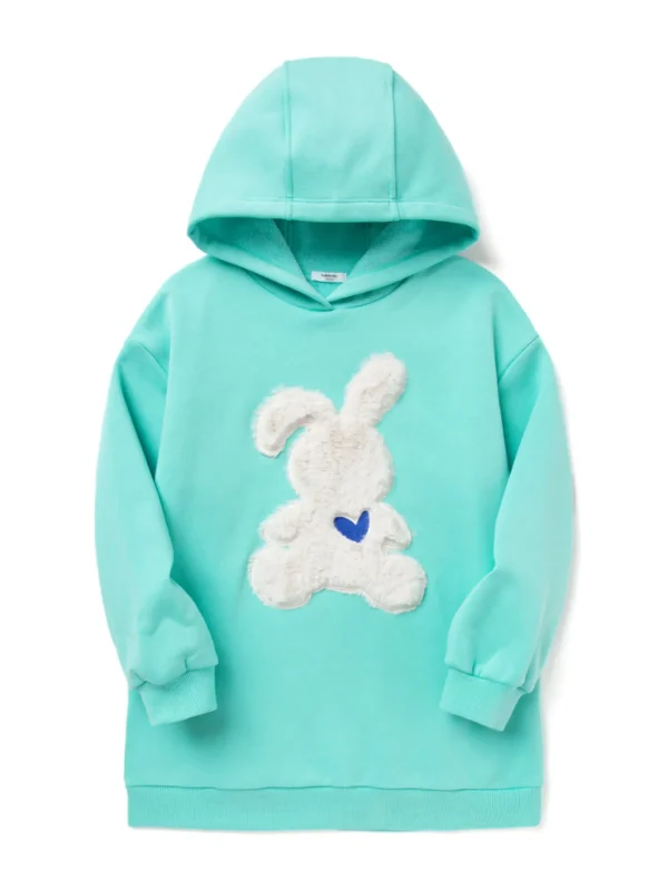 Balabala Kids Girl Cute Rabbit Pattern Long Hoodie Pink Green Discount