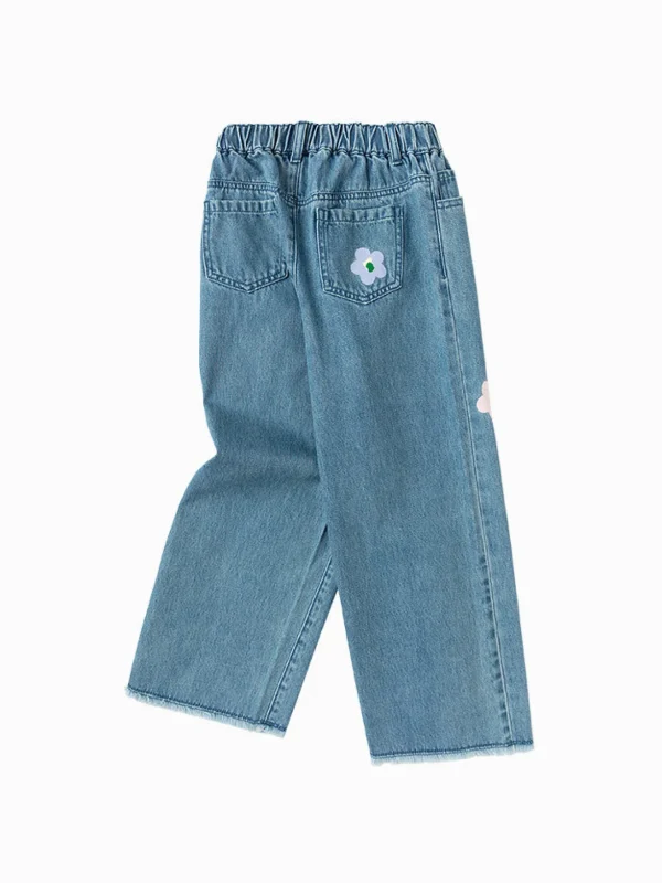 Balabala Kids Girl Floral Jeans 7-14 Years Denim Blue Online