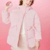 Balabala Kids Girl Pearlescent Fabric Waist Down Jacket Pink Best