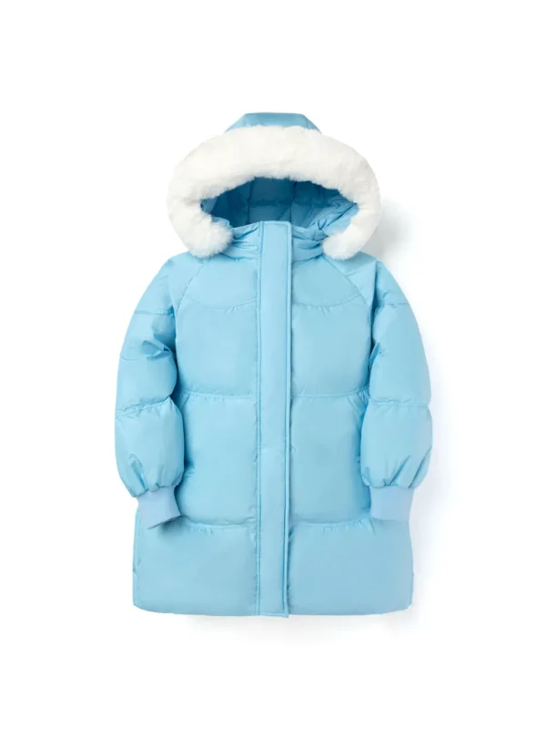 Balabala Kids Girl Puffed Sleeves Hooded Down Jacket Ice Blue Shop