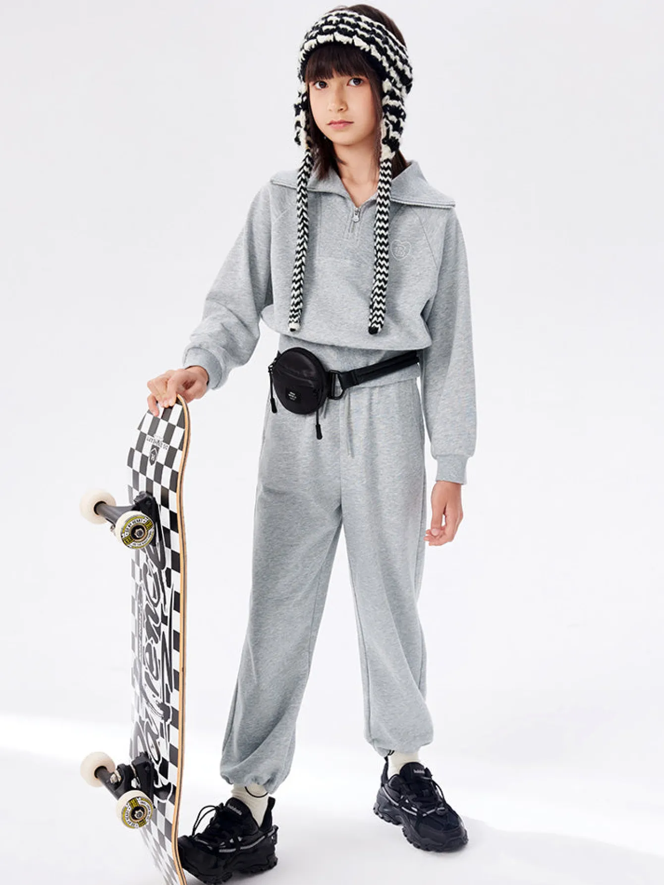 Balabala Kids Girl Solid Color Knitted Long Sleeve Set 7-14 Years Outlet