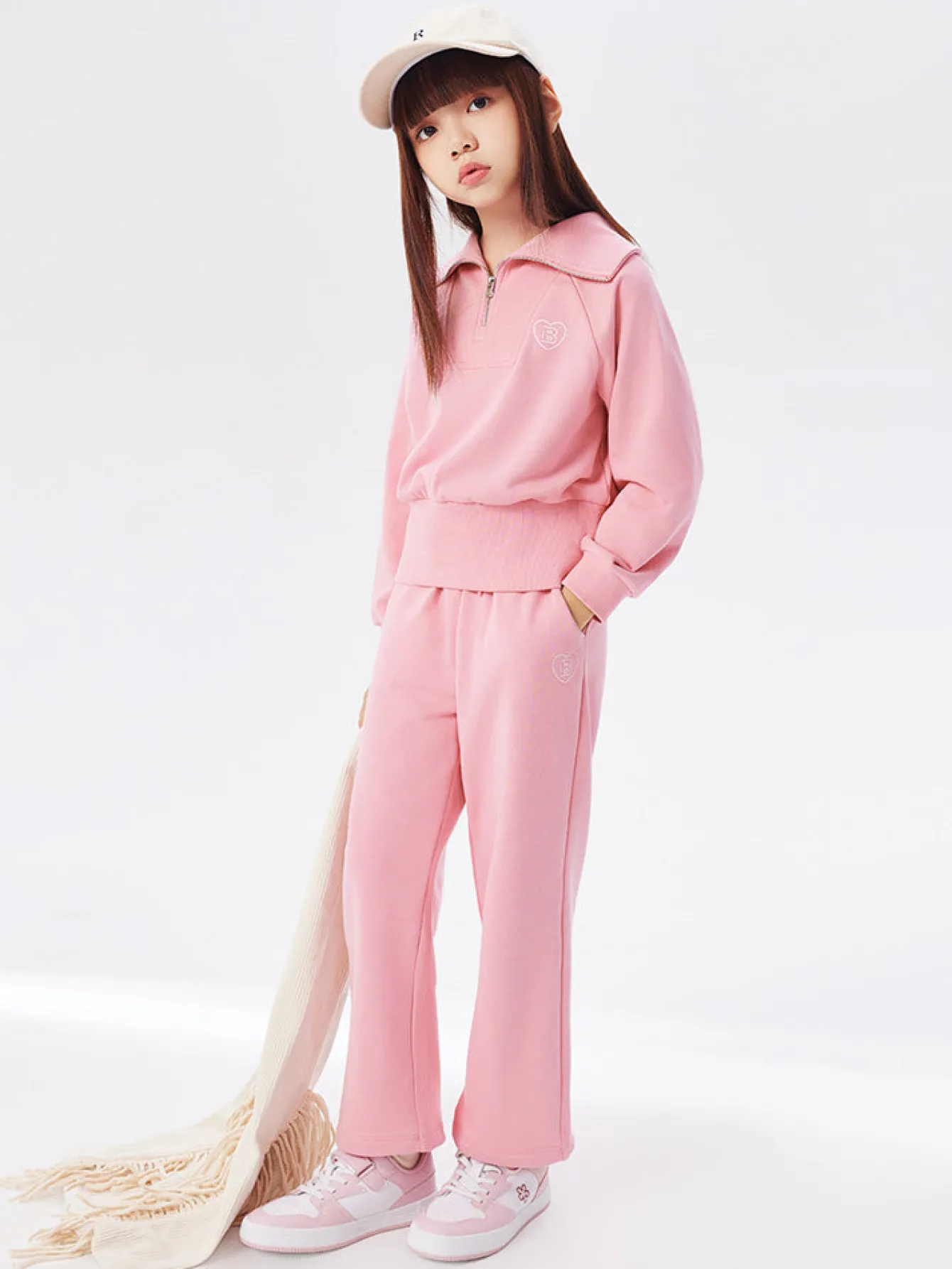 Balabala Kids Girl Solid Color Knitted Long Sleeve Set 7-14 Years Outlet