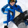 Balabala Kids Long Colorful Cold-Resistant Outdoor Down Jacket Blue Black Hue Outlet
