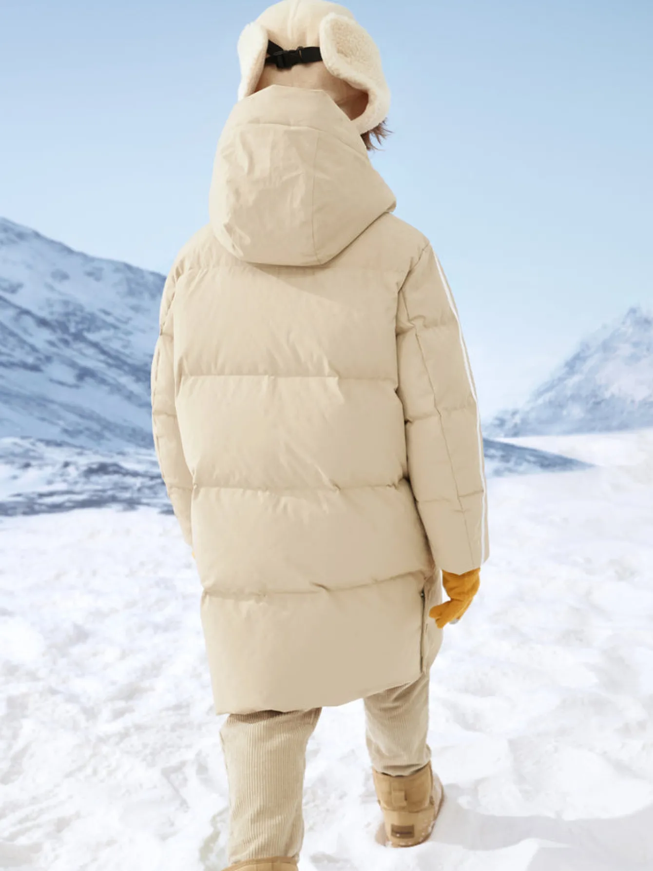 Balabala Kids Parent-Child Coloring Hooded Down Jacket Khaki New