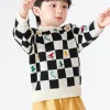 Balabala Kids Parent-Child Style 100%Cotton Long Sleeves Sweater Black White Hue Sale