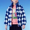 Balabala Kids Stand Collar Plaid Pattern Jacket Blue White Hue Sale