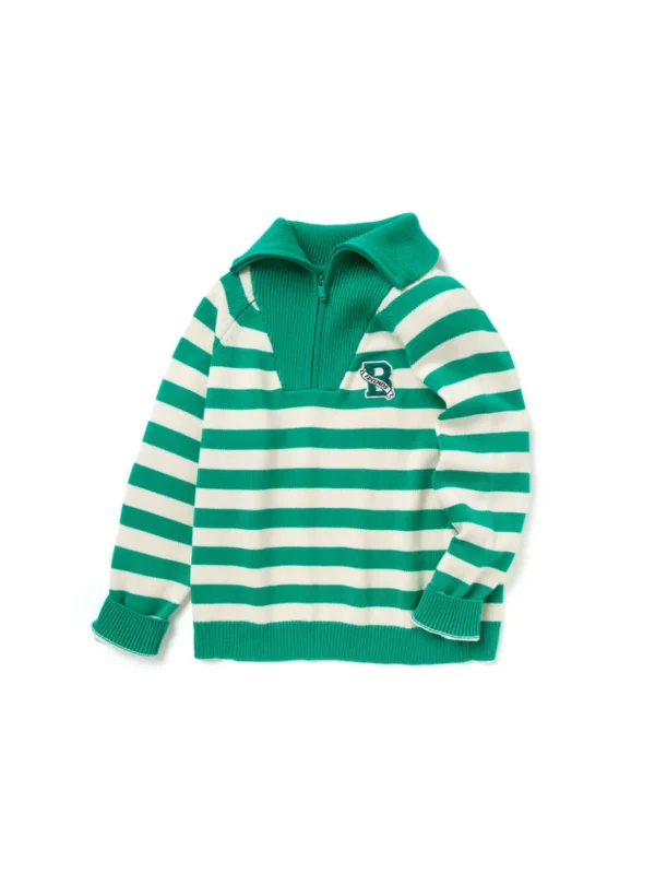 Balabala Kids Stripe Long Sleeves Sweater Green White Hue Best