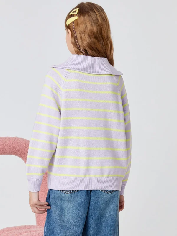 Balabala Kids Stripe Long Sleeves Sweater Purple Yellow Hue Flash Sale