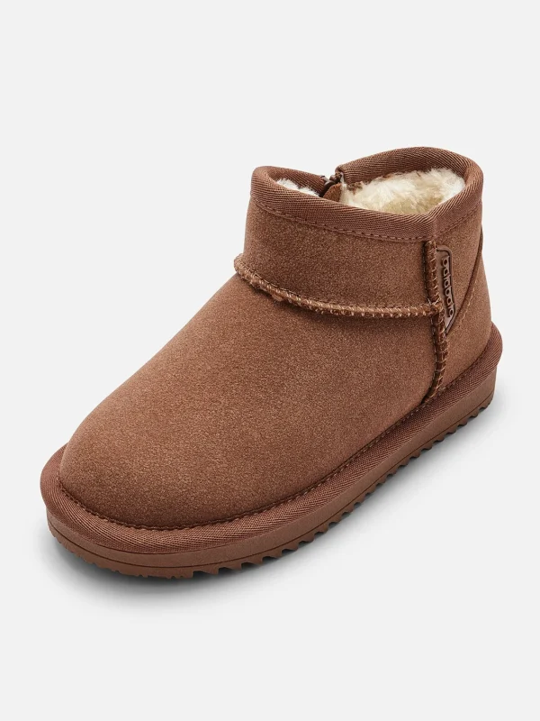 Balabala Kids Suede Winter Snow Boots, Classic Zip Up Warm Fur Mini Snow Boots for Toddler Boys Girls Best Sale