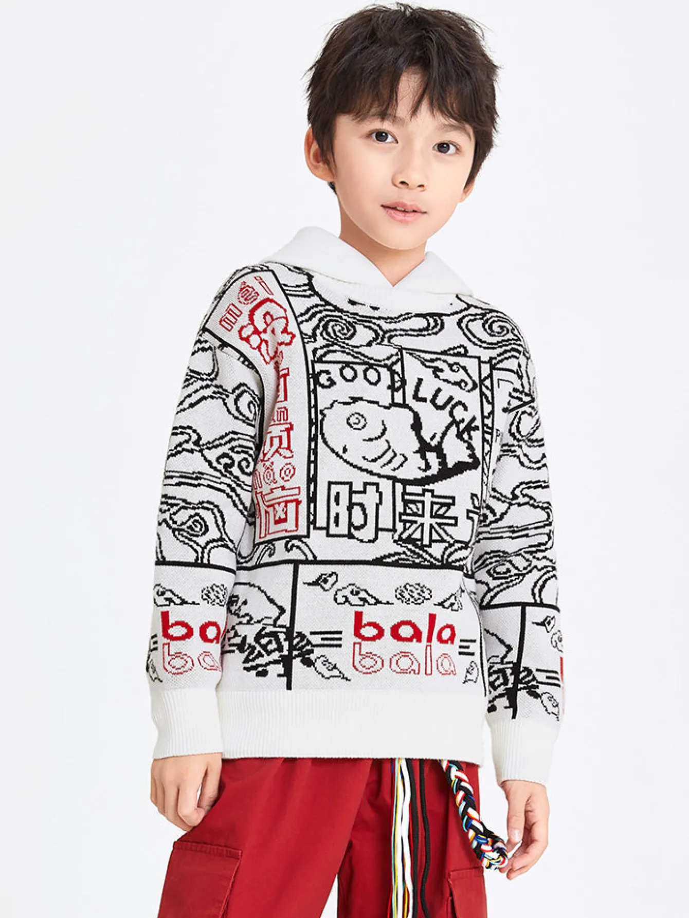 Balabala Kids Unisex 100% Cotton Propitious Graphic Crew Neck Jumper 7-14 Years Online