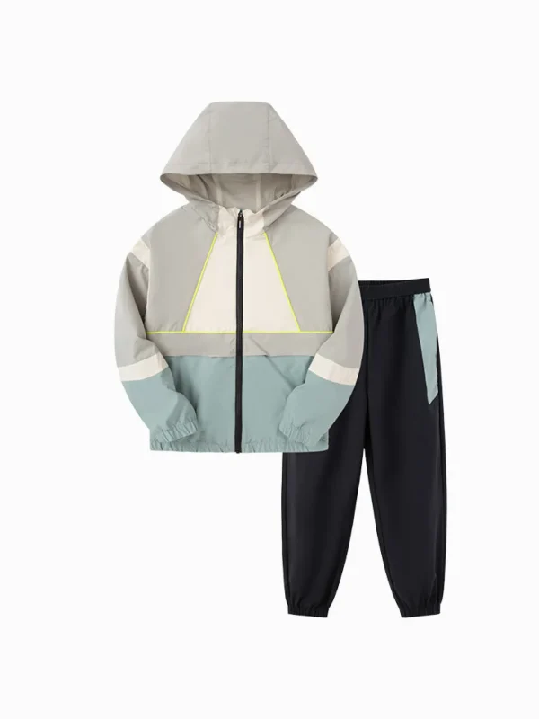 Balabala Kids Unisex Contrast Patchwork Long Sleeve Woven Set 7-14 Years Flash Sale