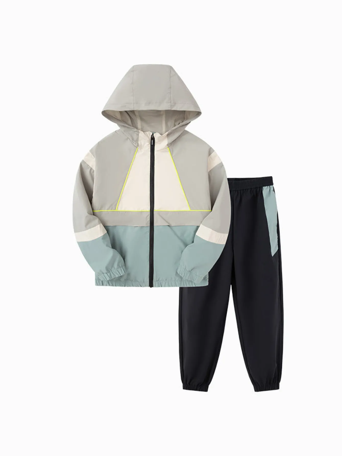 Balabala Kids Unisex Contrast Patchwork Long Sleeve Woven Set 7-14 Years Flash Sale