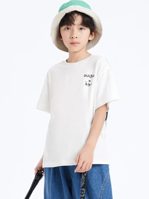 Balabala Kids Unisex Rounded V-Neck Short Sleeve T-Shirt 7-14 Years Flash Sale