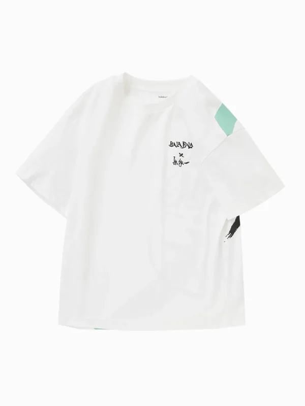 Balabala Kids Unisex Rounded V-Neck Short Sleeve T-Shirt 7-14 Years Flash Sale