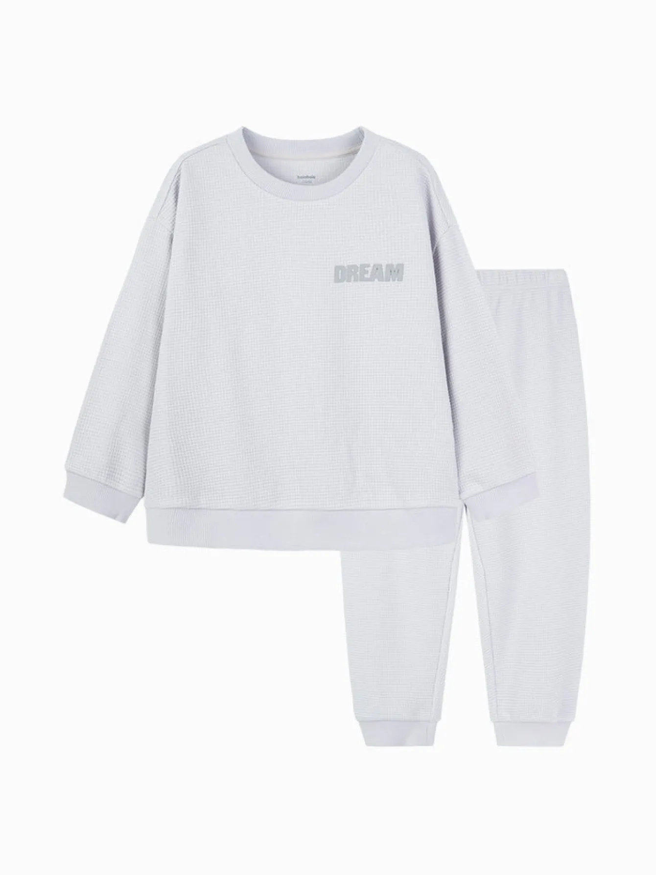 Balabala Kids Unisex Waffle Fabric Solid Colour Home Wear Set 7-14 Years Cheap