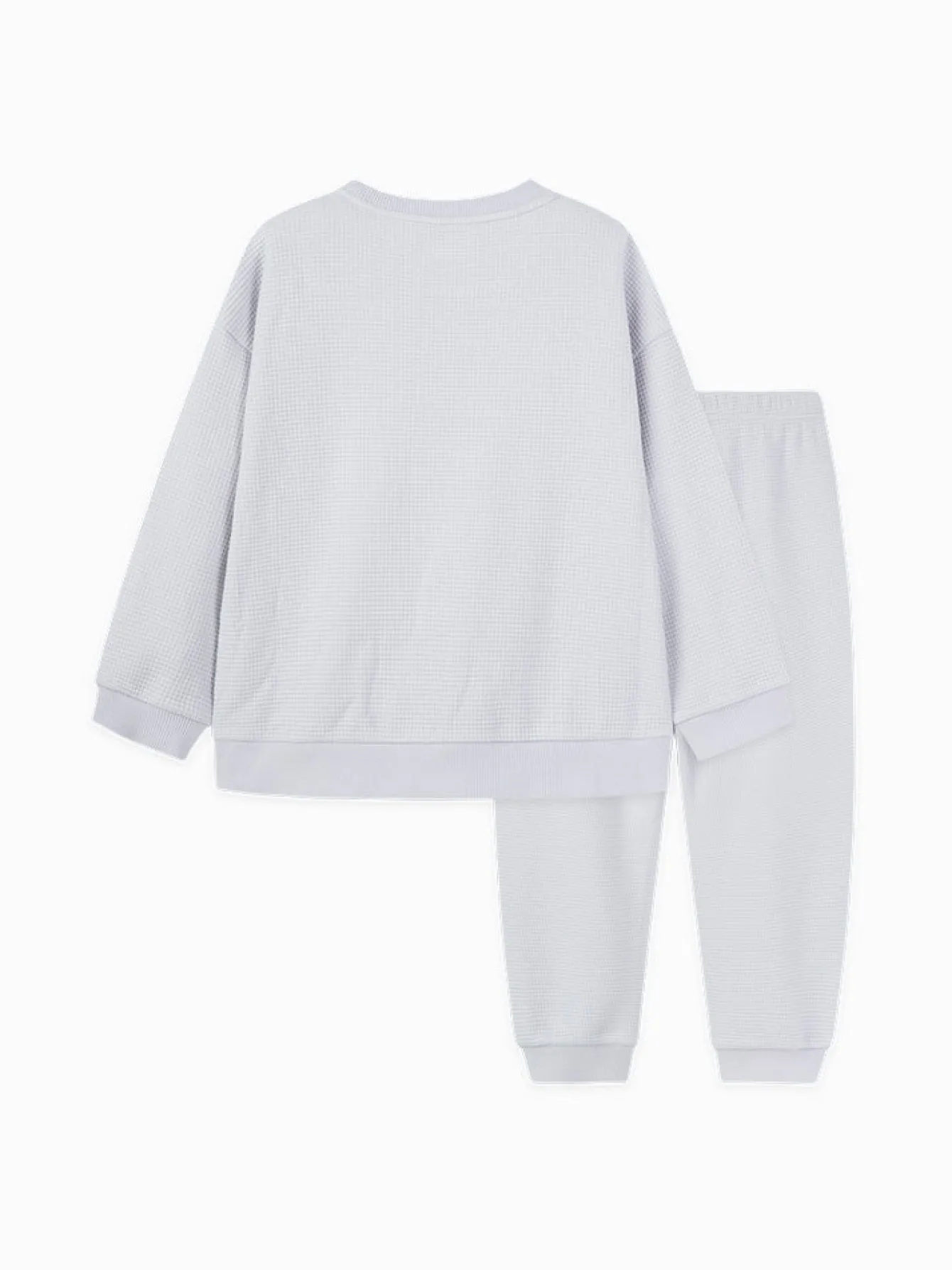 Balabala Kids Unisex Waffle Fabric Solid Colour Home Wear Set 7-14 Years Cheap