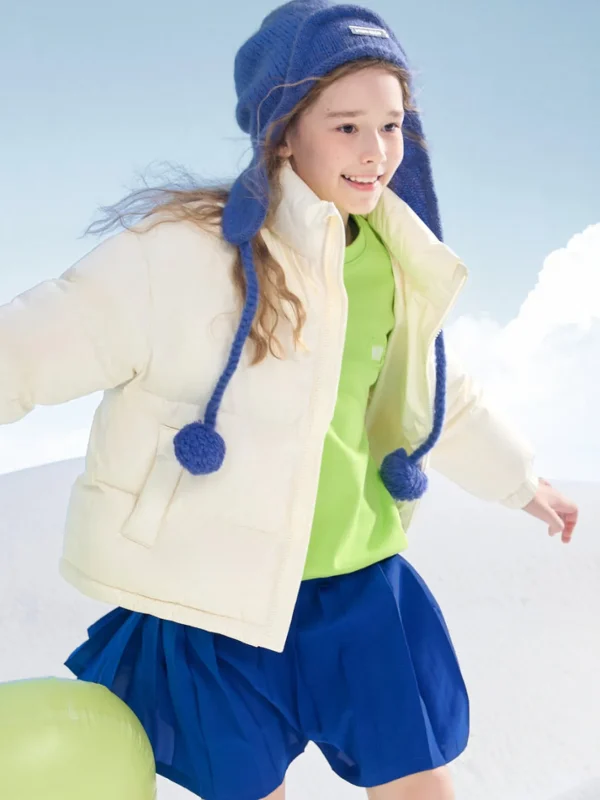 Balabala Kids Zipper Basic Down Jacket Cream White Best