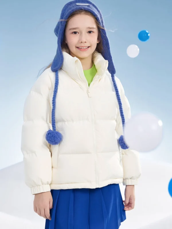 Balabala Kids Zipper Basic Down Jacket Cream White Best