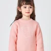 Balabala Toddler Bear Print Crew Neck Long Sleeve Sweater Pink Clearance