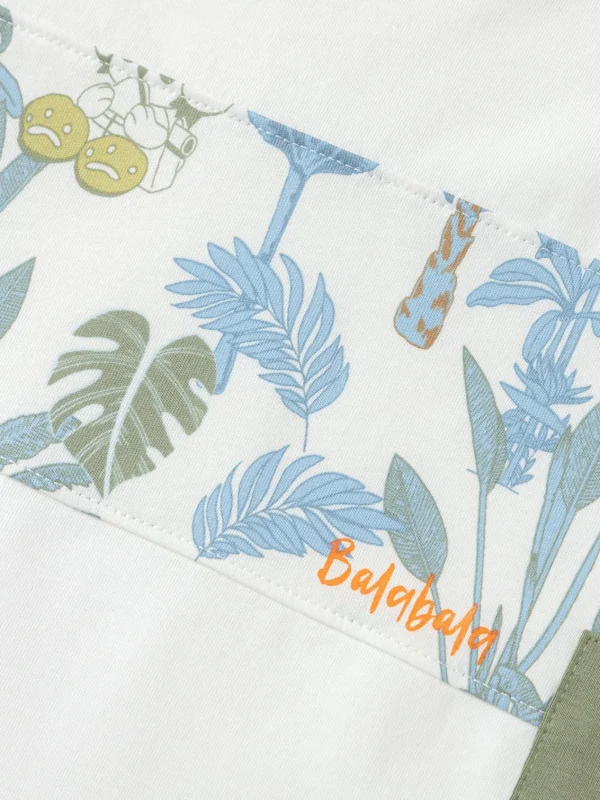 Balabala Toddler Boy Explore Style Round V-Neck Short Sleeve T-Shirt Flash Sale