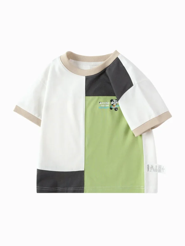 Balabala Toddler Boy Explore Style Round V-Neck Short Sleeve T-Shirt Flash Sale