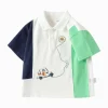 Balabala Toddler Boy Have Fun Style Lapel Short Sleeve T-Shirt Raw White Cheap