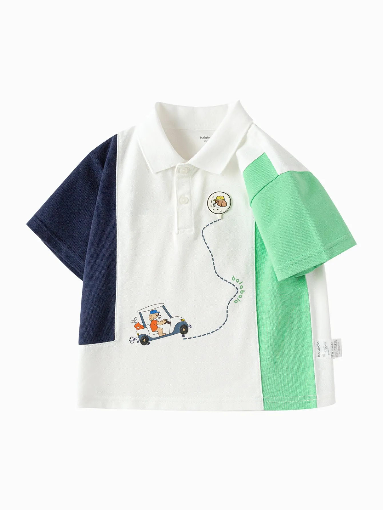 Balabala Toddler Boy Have Fun Style Lapel Short Sleeve T-Shirt Raw White Cheap