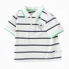 Balabala Toddler Boy Have Fun Style Lapel Short Sleeve T-Shirt Black White Hue Cheap