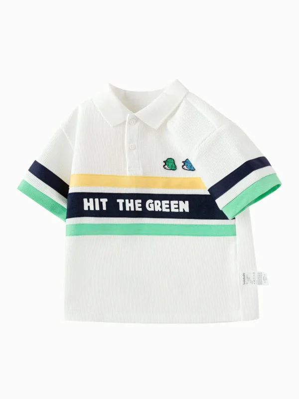 Balabala Toddler Boy Have Fun Style Lapel Short Sleeve T-Shirt White Hue Store