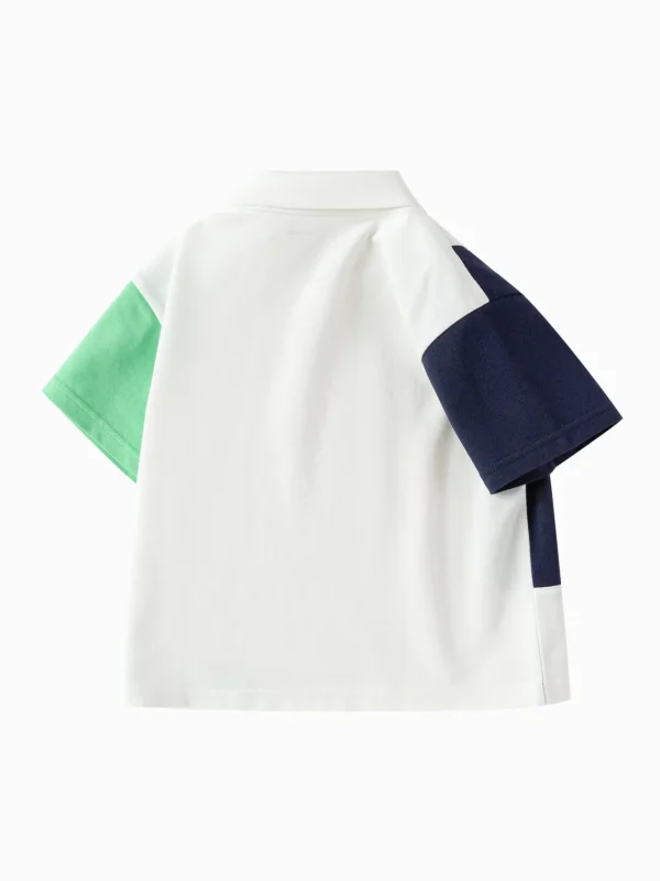 Balabala Toddler Boy Have Fun Style Lapel Short Sleeve T-Shirt Raw White Cheap