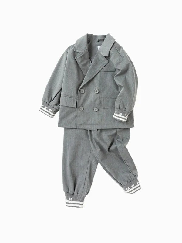 Balabala Toddler Boy Long Sleeve Woven Set 2-8 Years Gray Hue Store