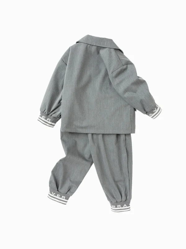 Balabala Toddler Boy Long Sleeve Woven Set 2-8 Years Gray Hue Store