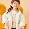 Balabala Toddler Cute Leopard Pattern Loose Down Jacket Ivory Hot