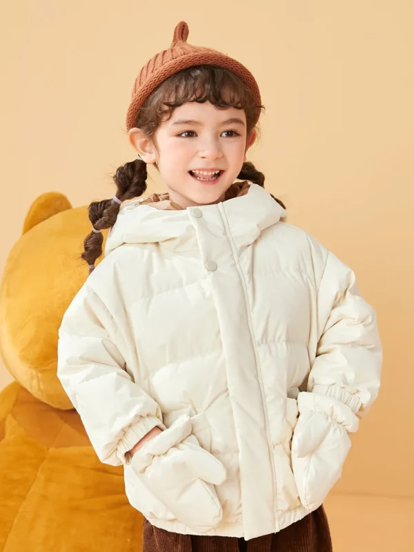 Balabala Toddler Cute Leopard Pattern Loose Down Jacket Ivory Hot