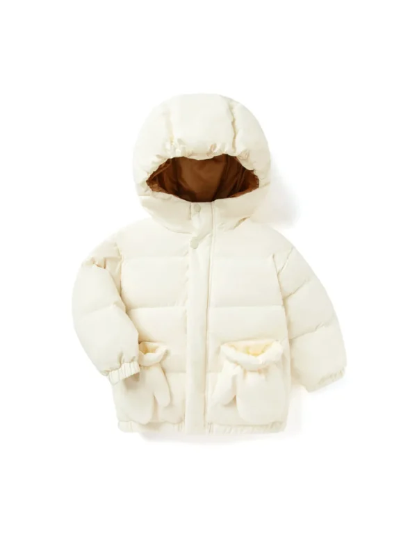 Balabala Toddler Cute Leopard Pattern Loose Down Jacket Ivory Hot