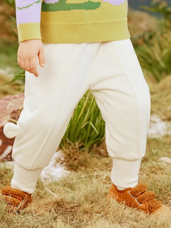 Balabala Toddler Cute Soft O-Shaped Trousers Cream White Hot