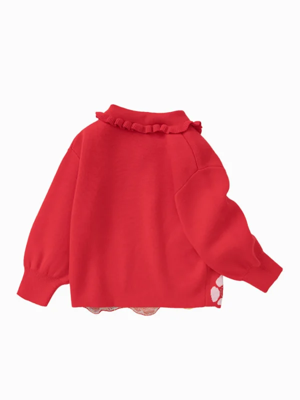 Balabala Toddler Girl 100% Cotton Chinese Zodiac Rabbit Lapel Sweater 2-8 Years Clearance