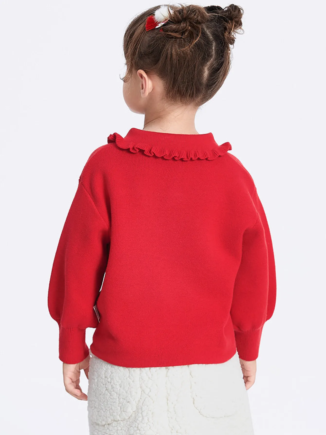 Balabala Toddler Girl 100% Cotton Chinese Zodiac Rabbit Lapel Sweater 2-8 Years Clearance