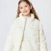 Balabala Toddler Girl Bud Collar Pearl Lace Down Jacket White Hue Sale