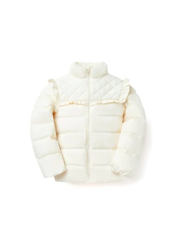 Balabala Toddler Girl Bud Collar Pearl Lace Down Jacket White Hue Sale