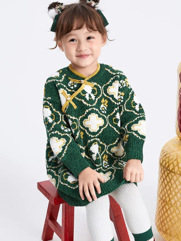 Balabala Toddler Girl Chenille Solid Color Woven Dress 2-8 Years Cheap