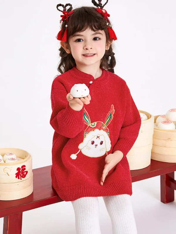 Balabala Toddler Girl Chenille Solid Color Woven Dress 2-8 Years Cheap